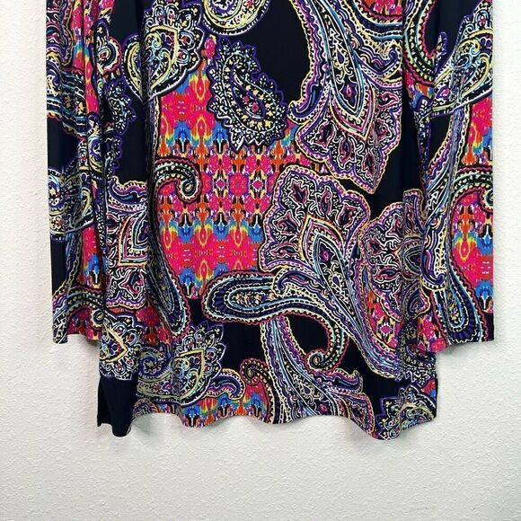 Lauren Ralph Lauren Multicolor Colorful Paisley Boat Neck Swing Top Size L - Picture 3 of 13